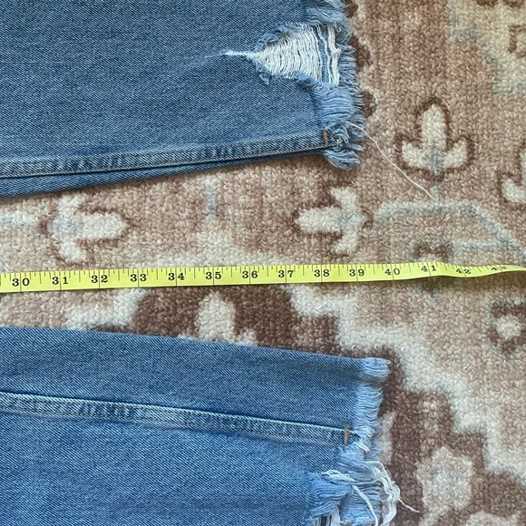 Zara Blue Distressed Straight Leg Jeans - Picture 4 of 7